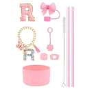 Ljojo 10-Piece Tumbler Accessories Set: Straw, Cover, Cap, Boot, Spill Proof Stopper, Letter Keychain, Charm, Sticker