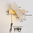 Ljojo LED Wall Light Mirror Stone Wood Wall Art Decor Bedroom Lamp
