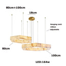 LED Alabaster Round Living Room Chandelier - Natural White Marble Hanging - Ljojo