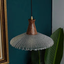 Ljojo LED Wood Pendant Light with Clear Glass Shade E27 90v-260v Suspension Luminaire