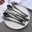 Ljojo 24Pcs Black Stainless Steel Flatware Set Steak Knife Fork Spoon Teaspoon Cutlery