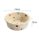 Ljojo 5.5" Ceramic Polka Dot Fruit Bowl - Korean Style Dessert Dish & Tableware