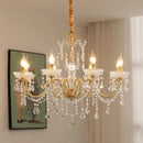 French Retro Copper Crystal Chandeliers Light for Living Room by Ljojo