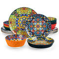 Ljojo 12/16/18/24-Piece Stoneware Dinnerware Set in Bohemian Style