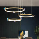 LED Gold Ring Butterfly Chandelier Pendant Light Fixture by Ljojo - Elegant Home Decor Lighting for Living Room