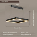 Ljojo Black Aluminum Hanging Lamp Modern LED Square Pendant Light for Home Loft Decor