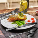 Ljojo 20PCS Stainless Steel Black Plated Cutlery Set with Engraved Handle for Christmas
