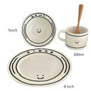 Kawaii Korean Ceramic Plate Cup Set by Ljojo - 5/8 inch Tableware & Decor