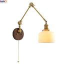 Ljojo LED Wall Light Fixture Modern Style Walnut Copper Bedroom Living Room Bedside Lamp