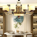 Ljojo Luxe Inlay Copper Chandelier with Marble Jade, Ideal for Living Room, Bedroom and Hall