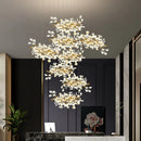 Modern Ceramics Ginkgo Leaf Chandelier Lamp Atmospheric Luxury Villa Loft Hotel Home - Ljojo