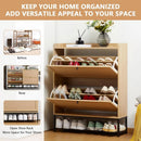 Ljojo™ Shoe Cabinet Duo: Wooden Narrow Storage, 2 Flip Drawers, Freestanding Organizer
