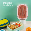 Ljojo 3-Compartment Lunch Box with Utensils, Leak-Proof & Durable Plastic Containers
