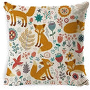 Ljojo Linen Fox Sofa Cushion Cover 50x50 Square Home Décor Pillowcase