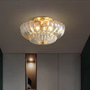 Copper Small Ceiling Lamp with Flower Petals Glass Led Lighting - Ljojo