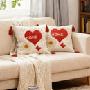 Ljojo Love Embroidered Valentine's Day Pillowcase Red White Lovers Towel Throw Cushion Cover