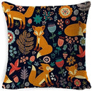 Ljojo Linen Fox Sofa Cushion Cover 50x50 Square Home Décor Pillowcase