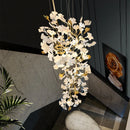 Modern Ceramics Ginkgo Leaf Chandelier Lamp Atmospheric Luxury Villa Loft Hotel Home - Ljojo