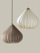 French Minimalist Pendant Light Onion Shape Fabric Lampshade for Living Room.