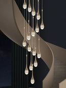 Ljojo Luxury Crystal LED Chandelier, Gold Pendant Light for Staircase and Lobby