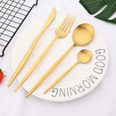Ljojo 24-Piece Black Stainless Steel Cutlery Set for Home Dining
