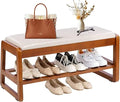 Ljojo™ Shoe Bench with Leather Cushion: Waterproof, 550LBS Capacity Shoe Rack