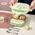 Ljojo 304 Stainless Steel Divided Lunch Box with Cutlery & Leakproof Design