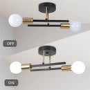 Ljojo Matte Black Gold Ceiling Light for Living Room Bedroom Office