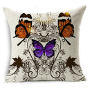 Ljojo Linen Butterfly Cushion Cover 45x45cm - Decorative Pillow Case for Sofa & Bed