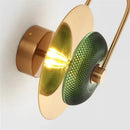 Ljojo Wattle Circle Wall Lamp: Green Crystal Art Deco Lights for Living Room