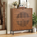 Ljojo™ Farmhouse Shoe Storage Cabinet with 2 Flip Drawers