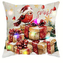 Ljojo LED Santa Snowman Bird Pattern Pillowcase for Christmas Home Decoration