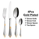 Ljojo 24-Piece Gold Plated Cutlery Set Stainless Steel Western Tableware