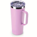 Ljojo 24oz Double Wall Coffee Tumbler with Handle Lid Stainless Steel Insulated Cup