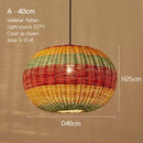 Ljojo Japanese Handmade Rattan Chandelier: Retro Pendant Light LED Suspension Lamp Home Decor