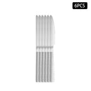Ljojo 24pcs Stainless Steel Cutlery Set with Square Handle, Snakeskin Design