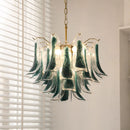 Ljojo European Green Murano Glass Chandelier Tiered Colorful Hanging Lamp