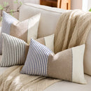 Cream Tan Two Tone Striped Pillow Cover for Home Sofa Couch Living Room by Ljojo