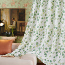 Green Leaves Printed Sheer Voile Curtains by Ljojo - 1 Pair