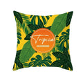 Flamingo Flower Rainforest Cushion Cover with Tropical Plant Animal Pattern by Ljojo