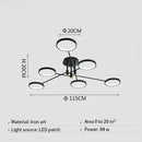 Nordic LED Chandelier Black Aluminum Ceiling Light Remote Control for Living Room Bedroom by Ljojo