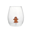 Ljojo 3D Gingerbread Man Glass Cup with Stirring Stick - Christmas Decor Home Tumbler