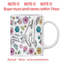 3D Effect Flowers Cup Holding Hands Personalized Name Mug for Children, Mother's Day Gift