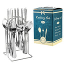 Ljojo 24-Piece Stainless Steel Hammer Pattern Cutlery Set
