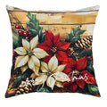 Festive Poinsettias & Bells Pillow Covers by Ljojo - Decorative Cushion Cover for Sofa, Bedroom & Car