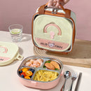 Ljojo 304 Stainless Steel Divided Lunch Box with Cutlery & Leakproof Design