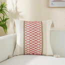 Ljojo Linen Stripe Diamond Woven Cushion Cover with Tassels, 45x45cm