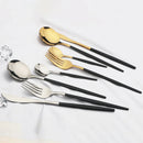 Ljojo 12-Piece Black Gold Stainless Steel Cutlery Set for Parties and Kitchens