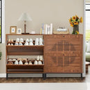 Ljojo™ Farmhouse Shoe Cabinet with Flip Drawers, Slim Shoe Storage Organizer