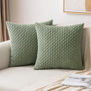 Beige Boho Corduroy Throw Pillow Cover 18x18 Inch for Modern Home Decor by Ljojo